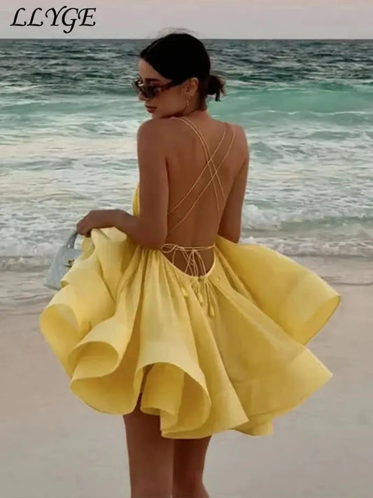 Mini Robe Évasée Sans Manches-Saylana