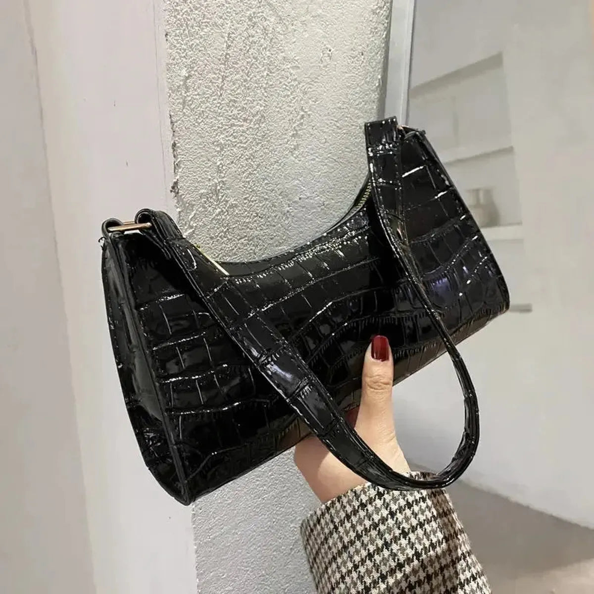 Mini Sac Épaule Croco Rétro-Saylana