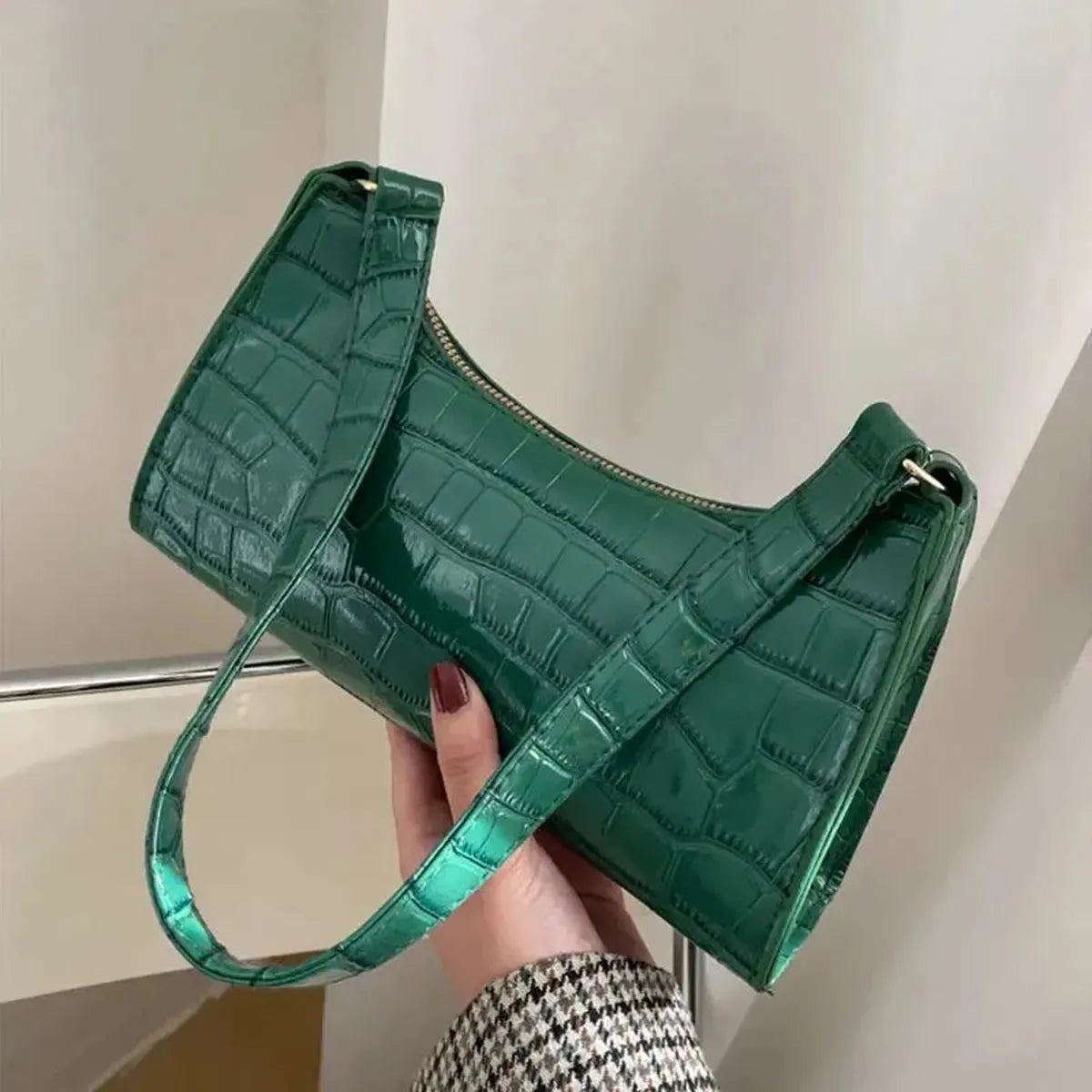 Mini Sac Épaule Croco Rétro-Saylana