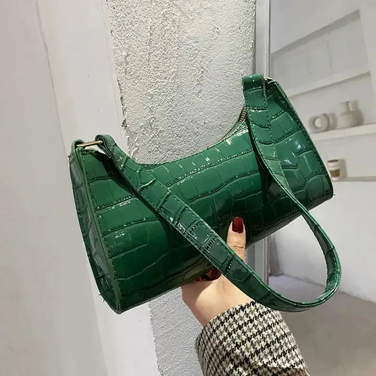 Mini Sac Épaule Croco Rétro-Saylana