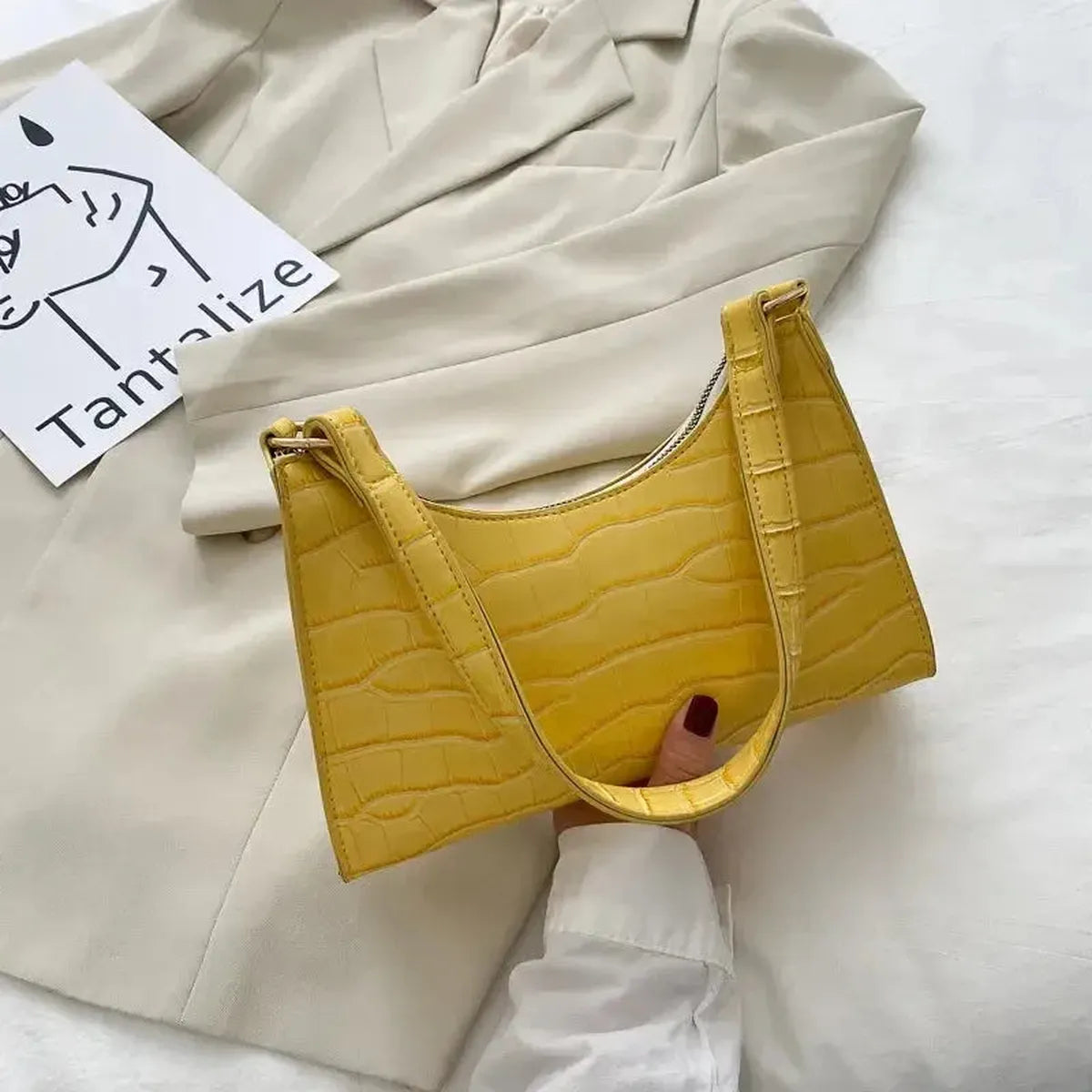 Mini Sac Épaule Croco Rétro-Saylana