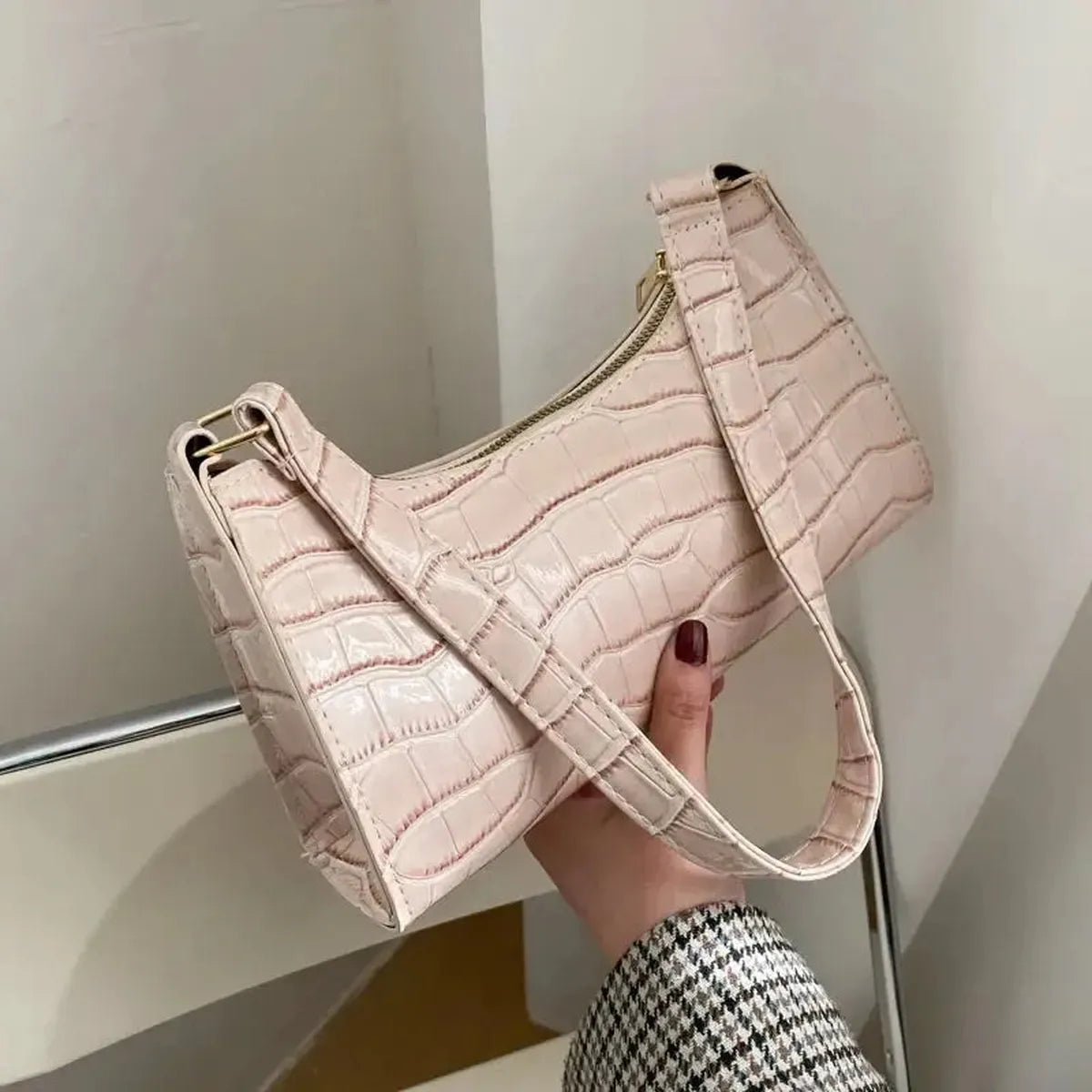 Mini Sac Épaule Croco Rétro-Saylana