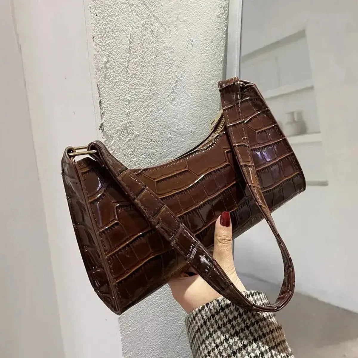 Mini Sac Épaule Croco Rétro-Saylana