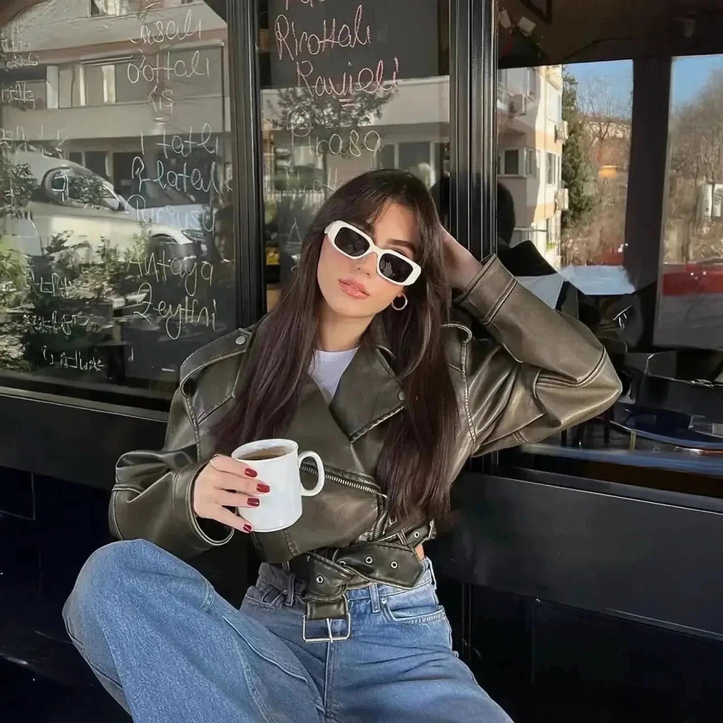 Oversize Biker Rétro Zippée - Saylana