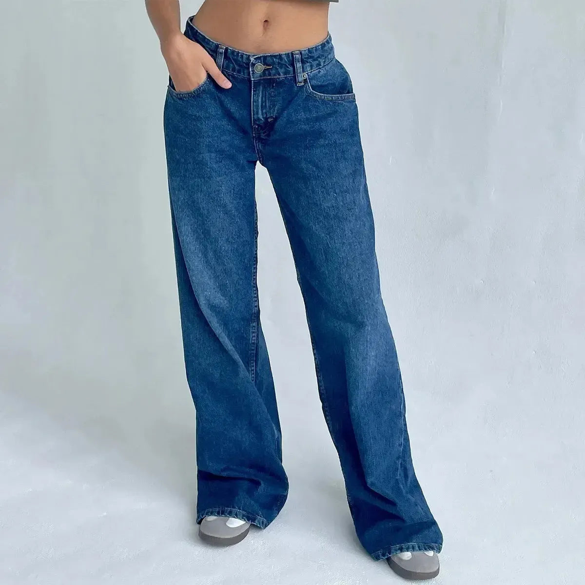 Pantalon denim ample streetwear à poches – Style Y2K oversize-Saylana