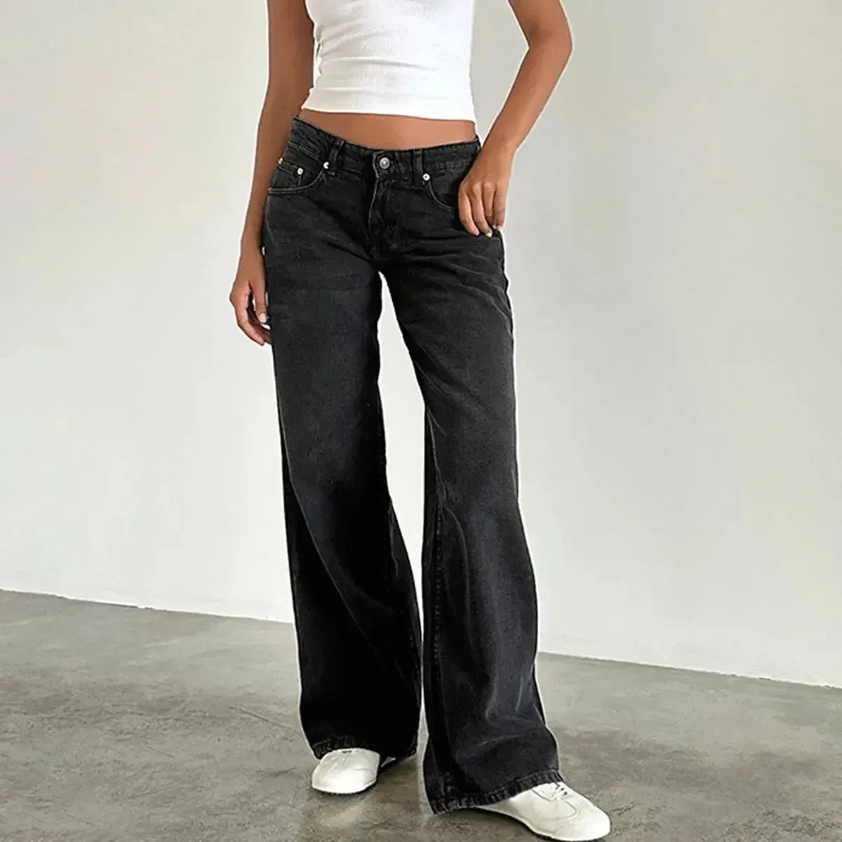 Pantalon denim ample streetwear à poches – Style Y2K oversize-Saylana