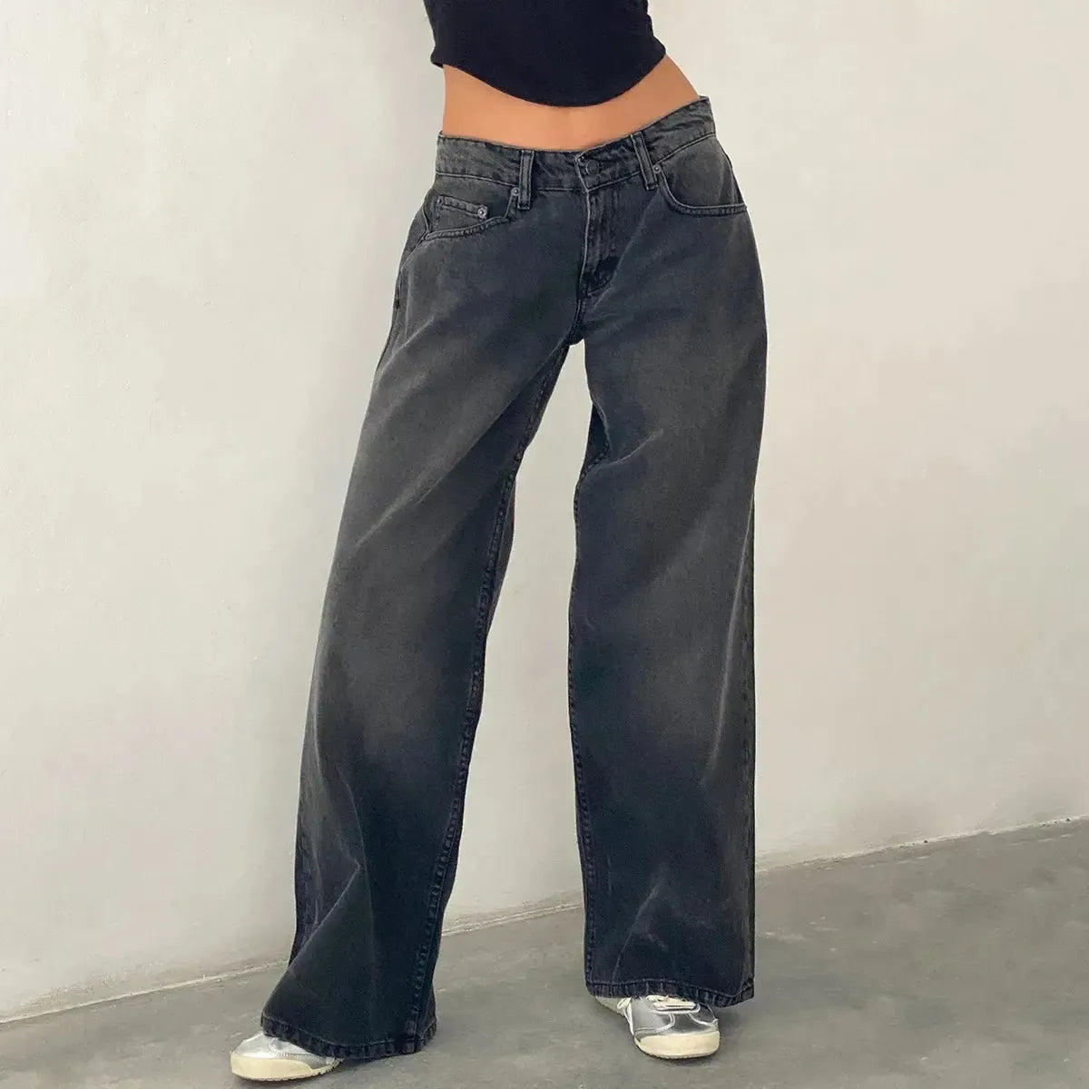 Pantalon denim ample streetwear à poches – Style Y2K oversize-Saylana