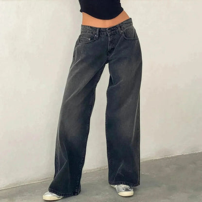 Pantalon denim ample streetwear à poches – Style Y2K oversize - Saylana