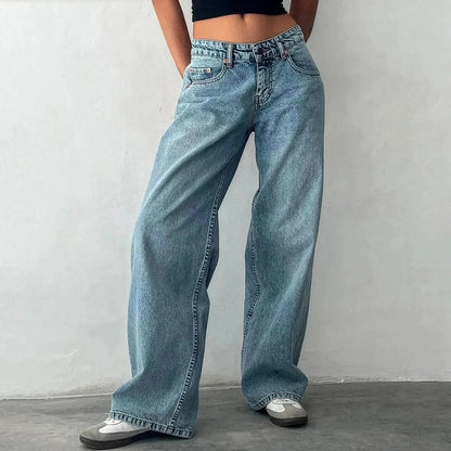 Pantalon denim ample streetwear à poches – Style Y2K oversize - Saylana