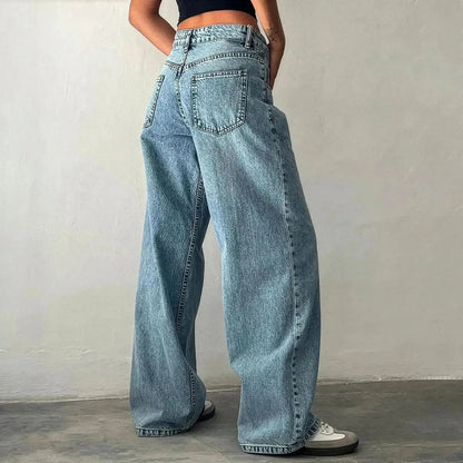 Pantalon denim ample streetwear à poches – Style Y2K oversize - Saylana
