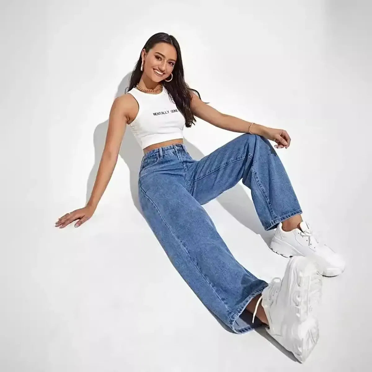 Pantalon Denim Évasé Tendance & Polyvalent-Saylana