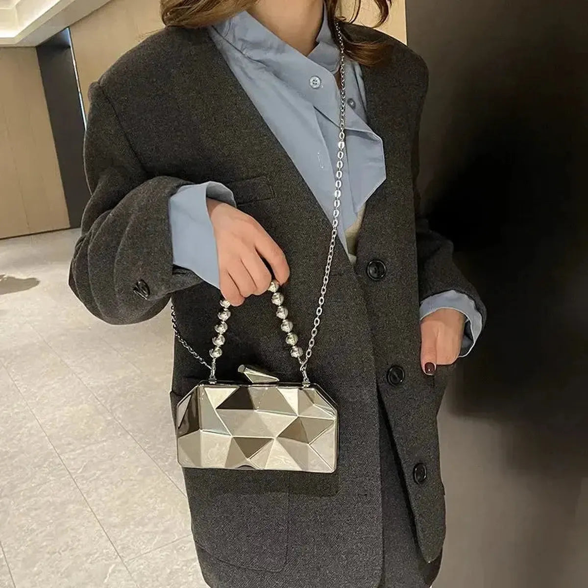 Pochette Dorée Géométrique Luxe-Saylana