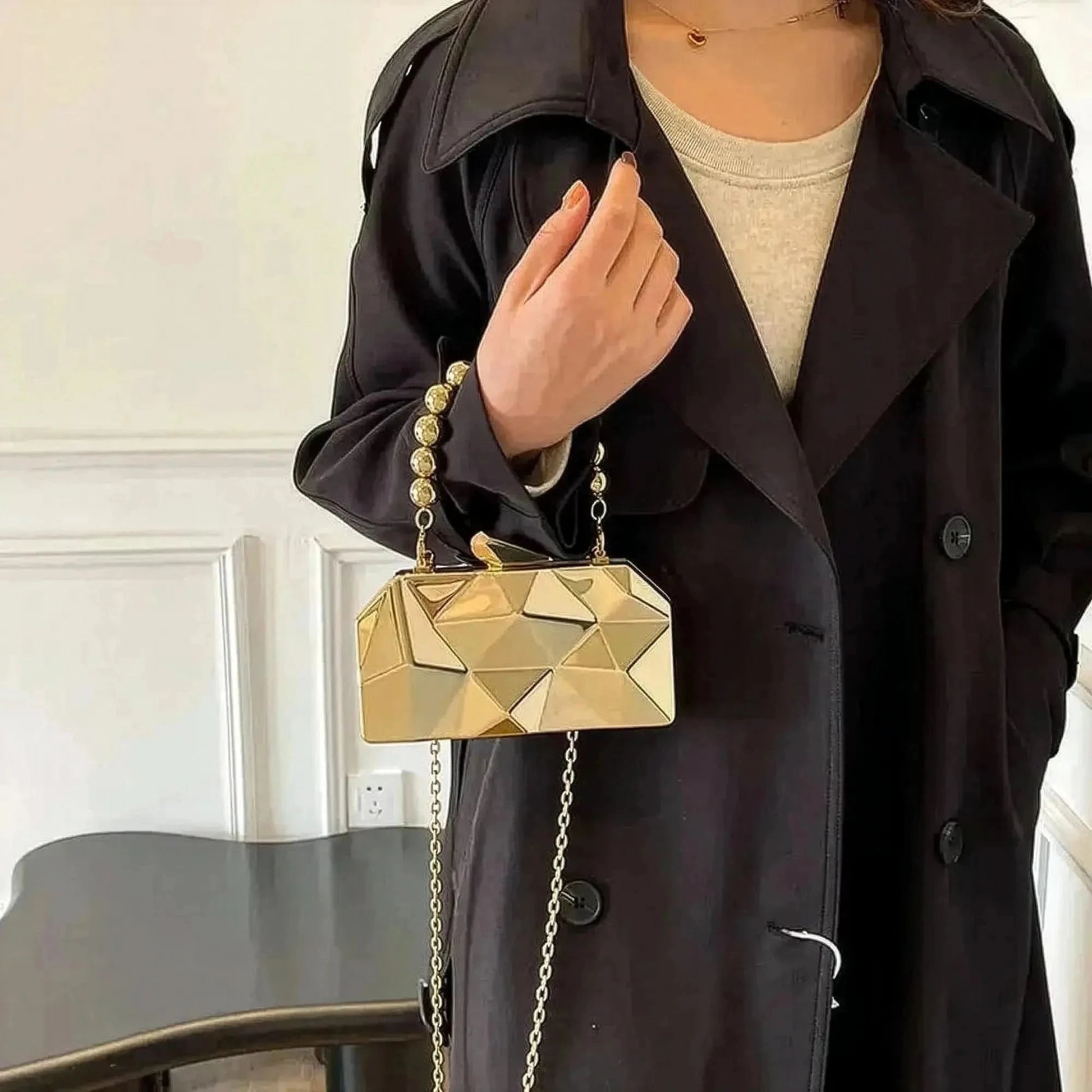 Pochette Dorée Géométrique Luxe - Saylana