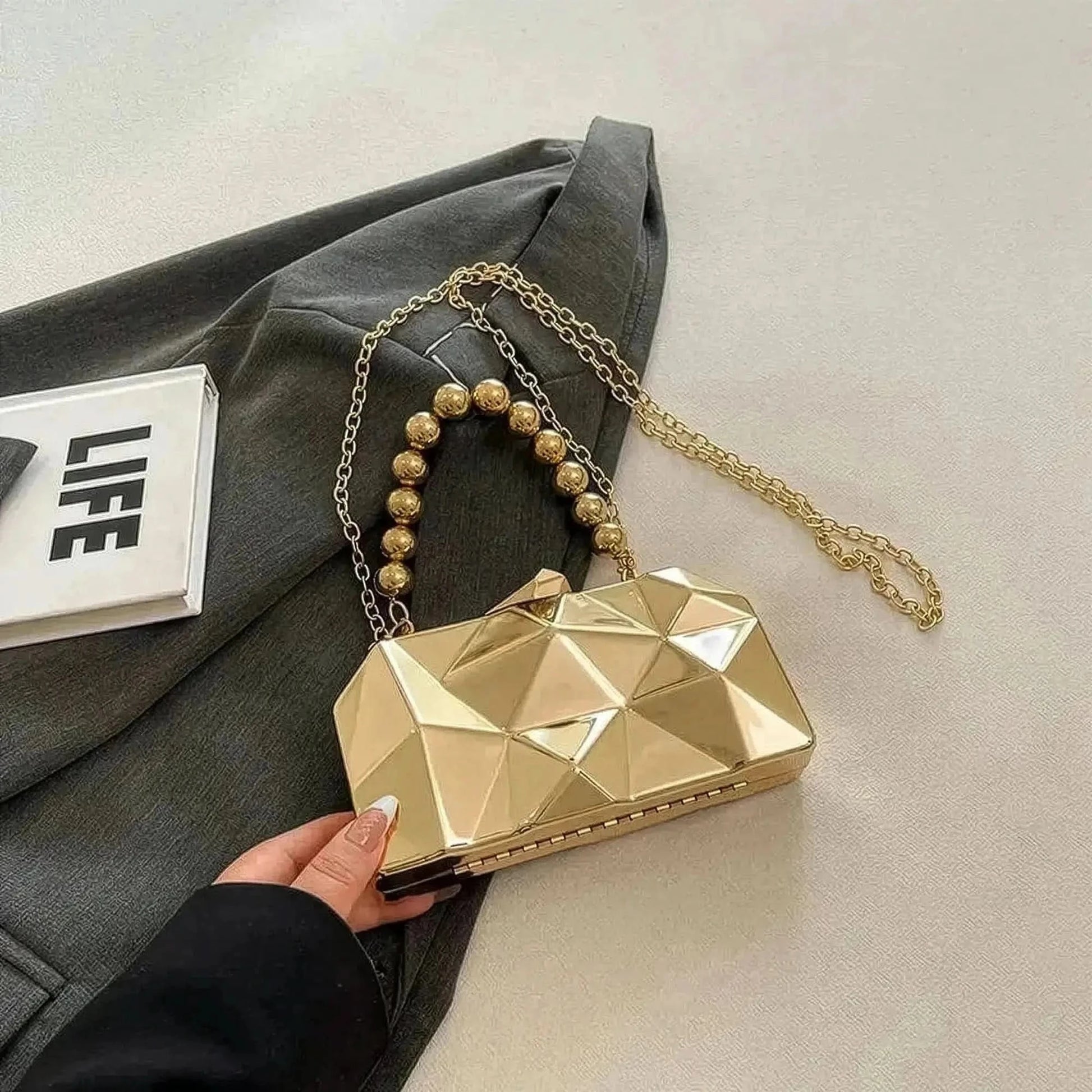 Pochette Dorée Géométrique Luxe - Saylana