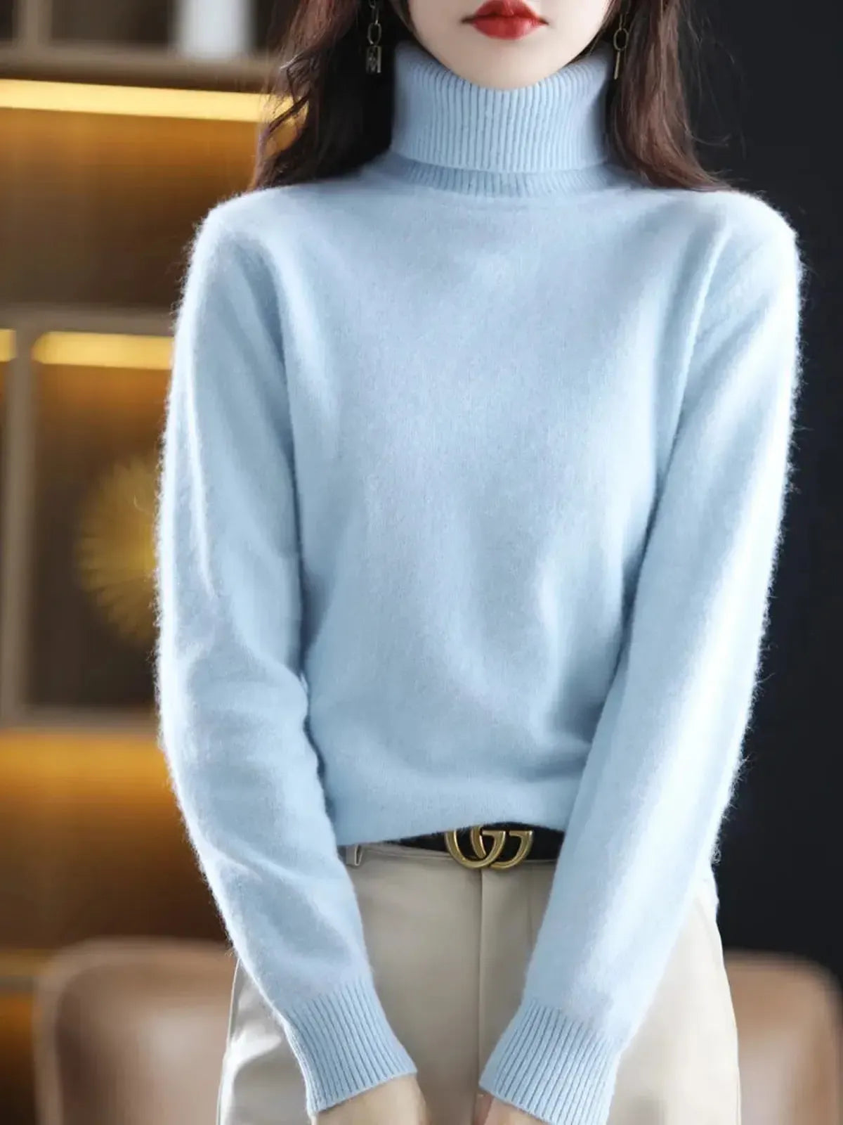 Pull Col Roulé Cachemire Visón-Saylana