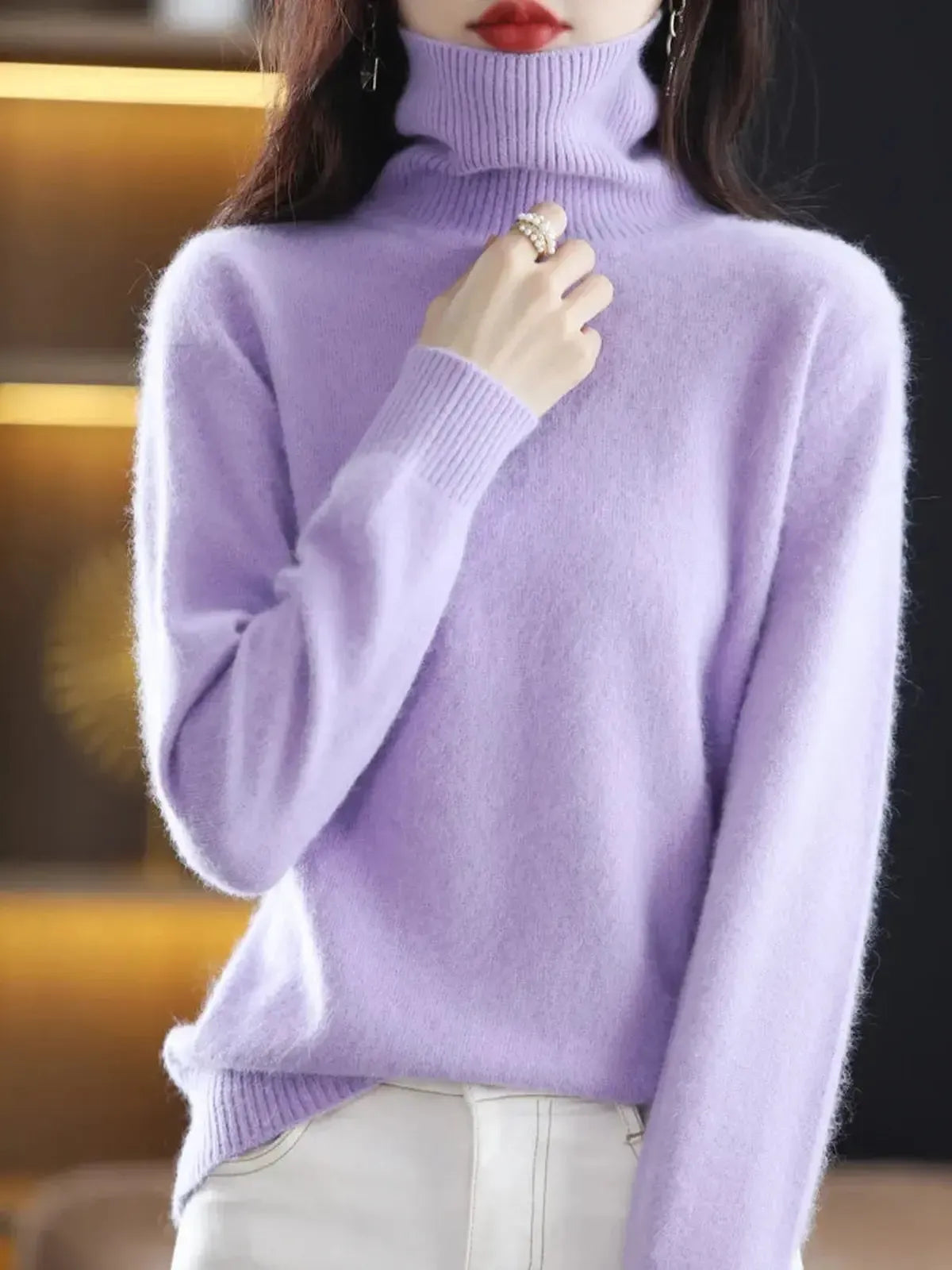 Pull Col Roulé Cachemire Visón-Saylana