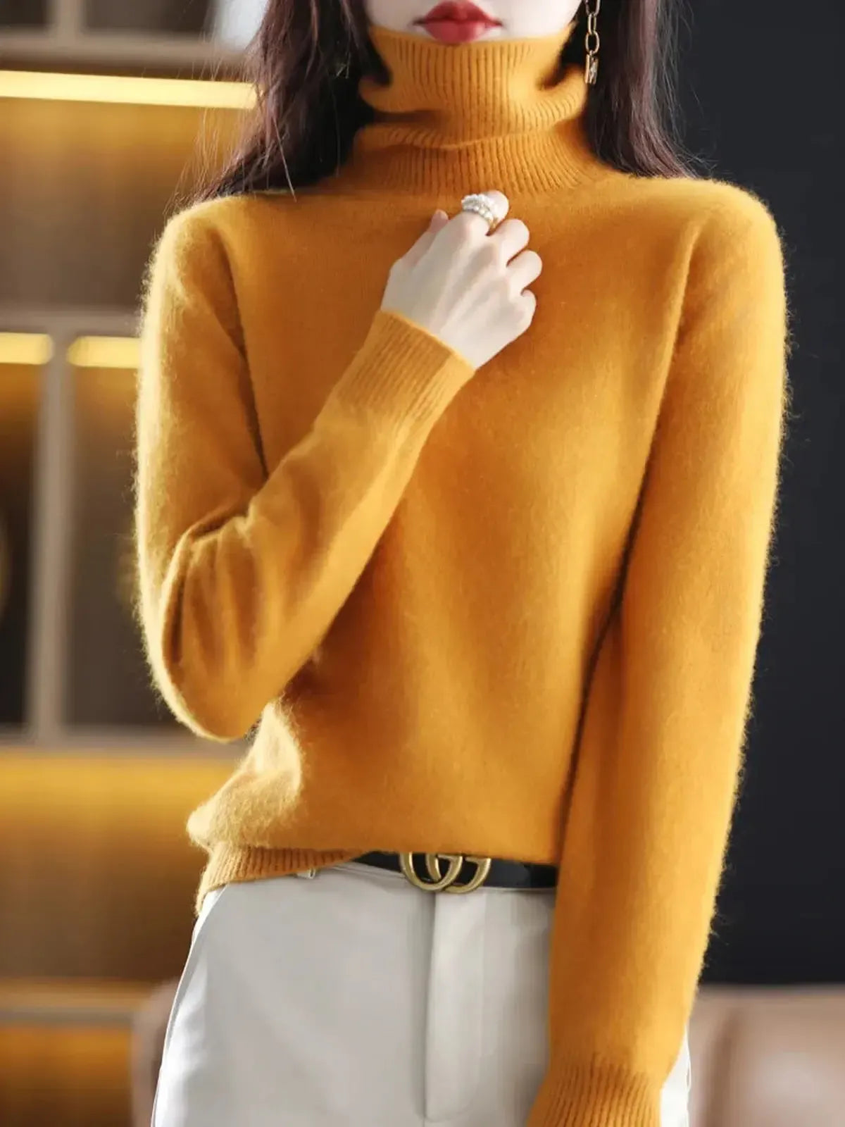 Pull Col Roulé Cachemire Visón-Saylana