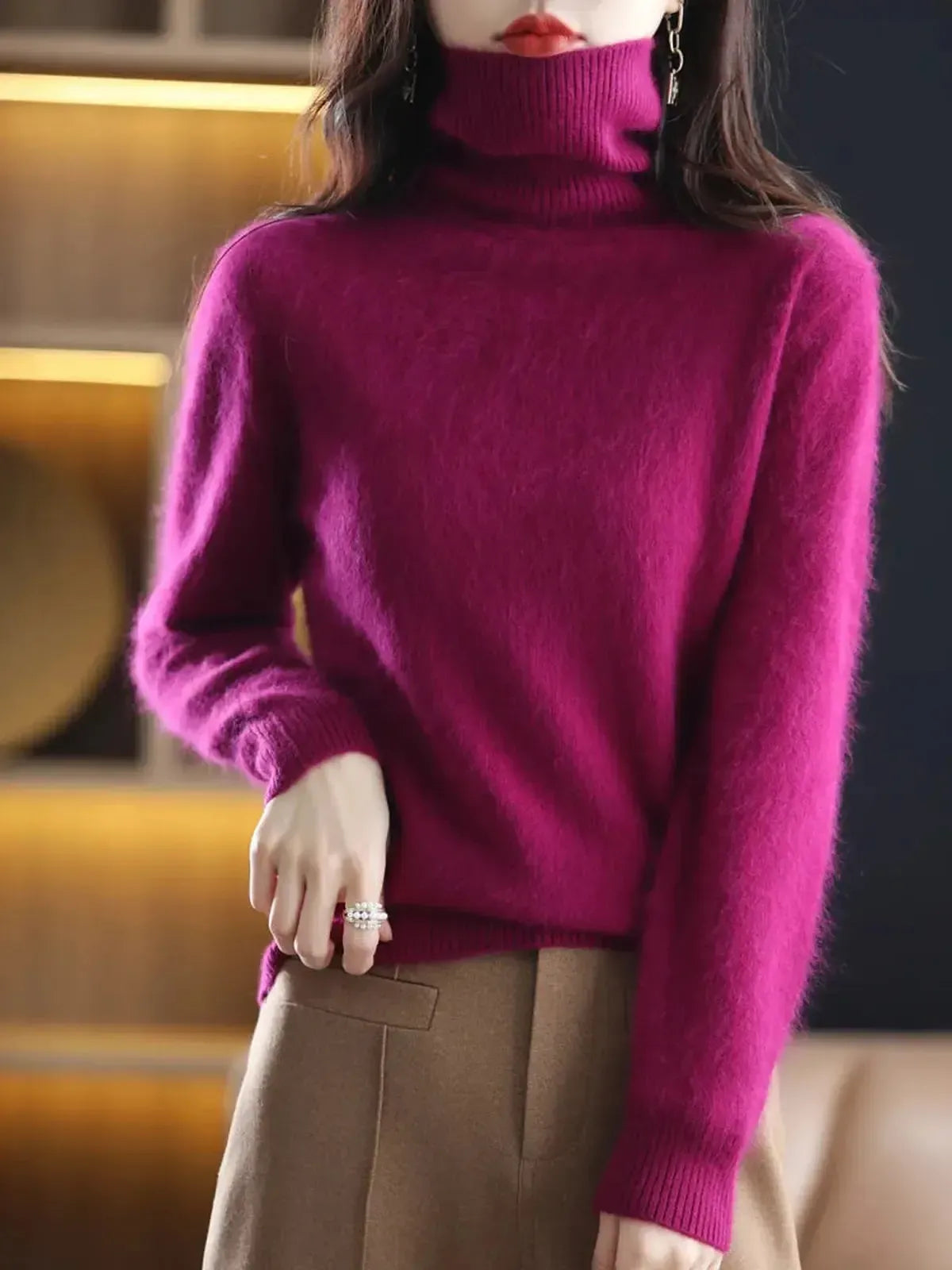 Pull Col Roulé Cachemire Visón-Saylana