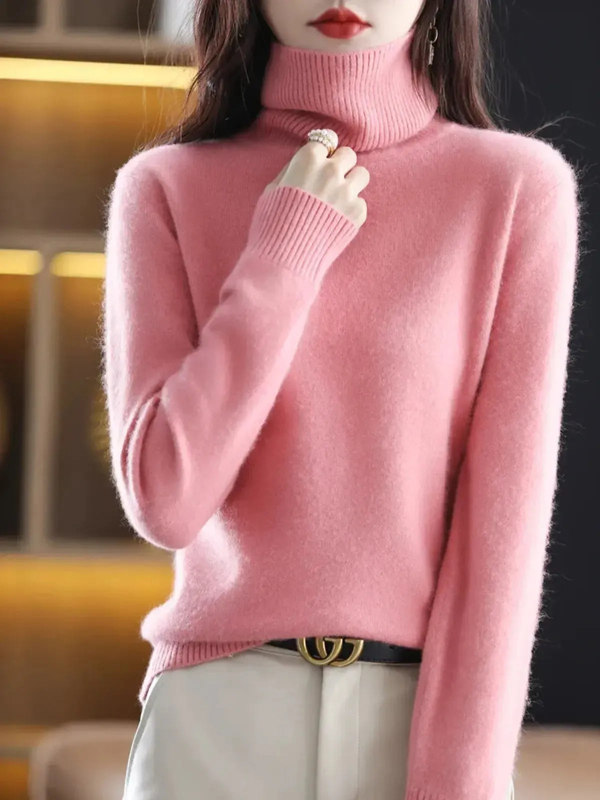 Pull Col Roulé Cachemire Visón-Saylana