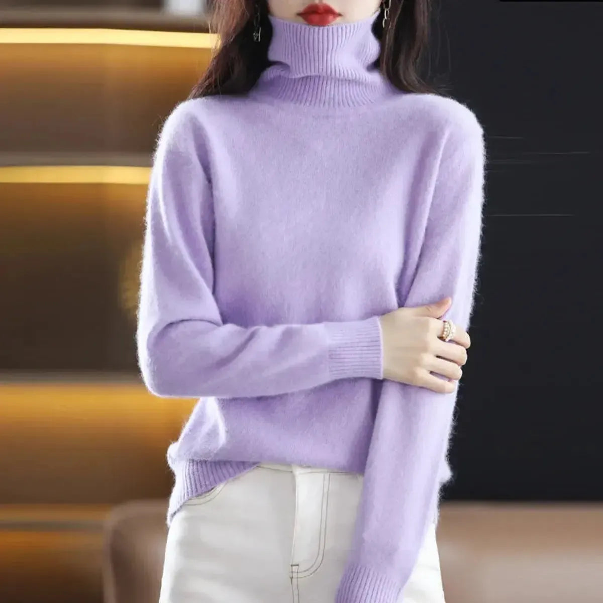Pull Col Roulé Cachemire Visón-Saylana