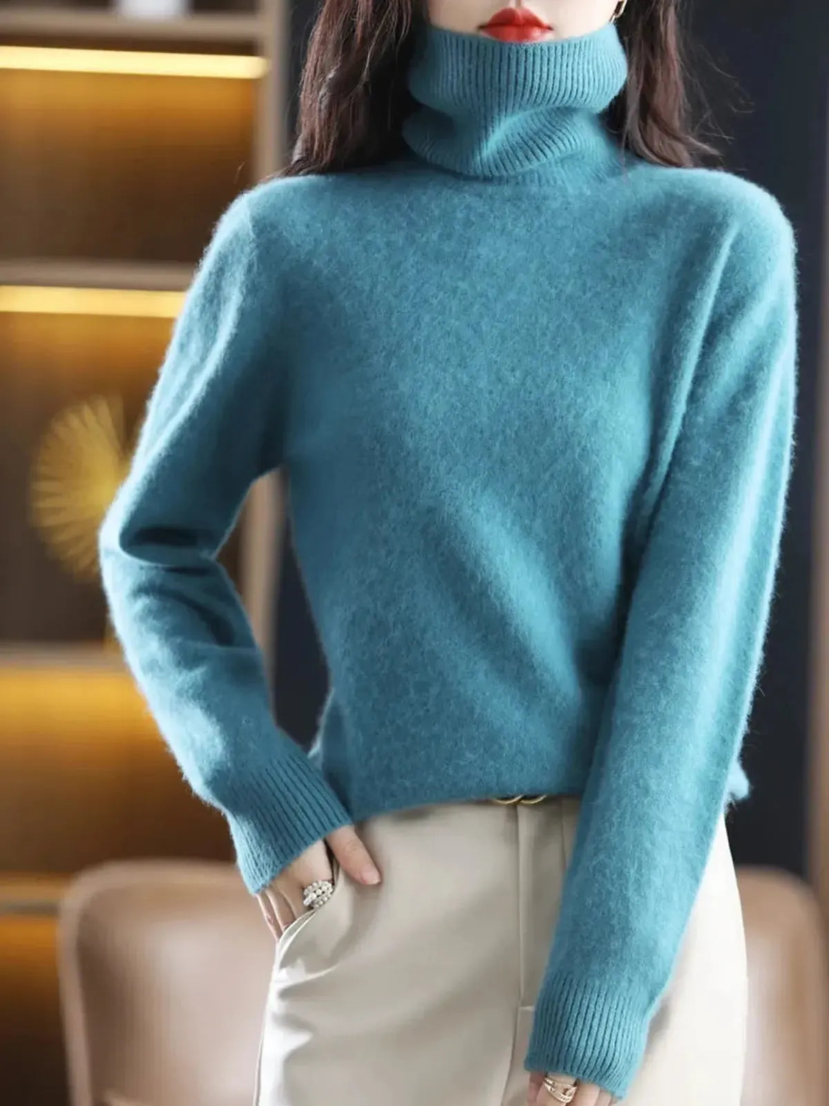 Pull Col Roulé Cachemire Visón-Saylana