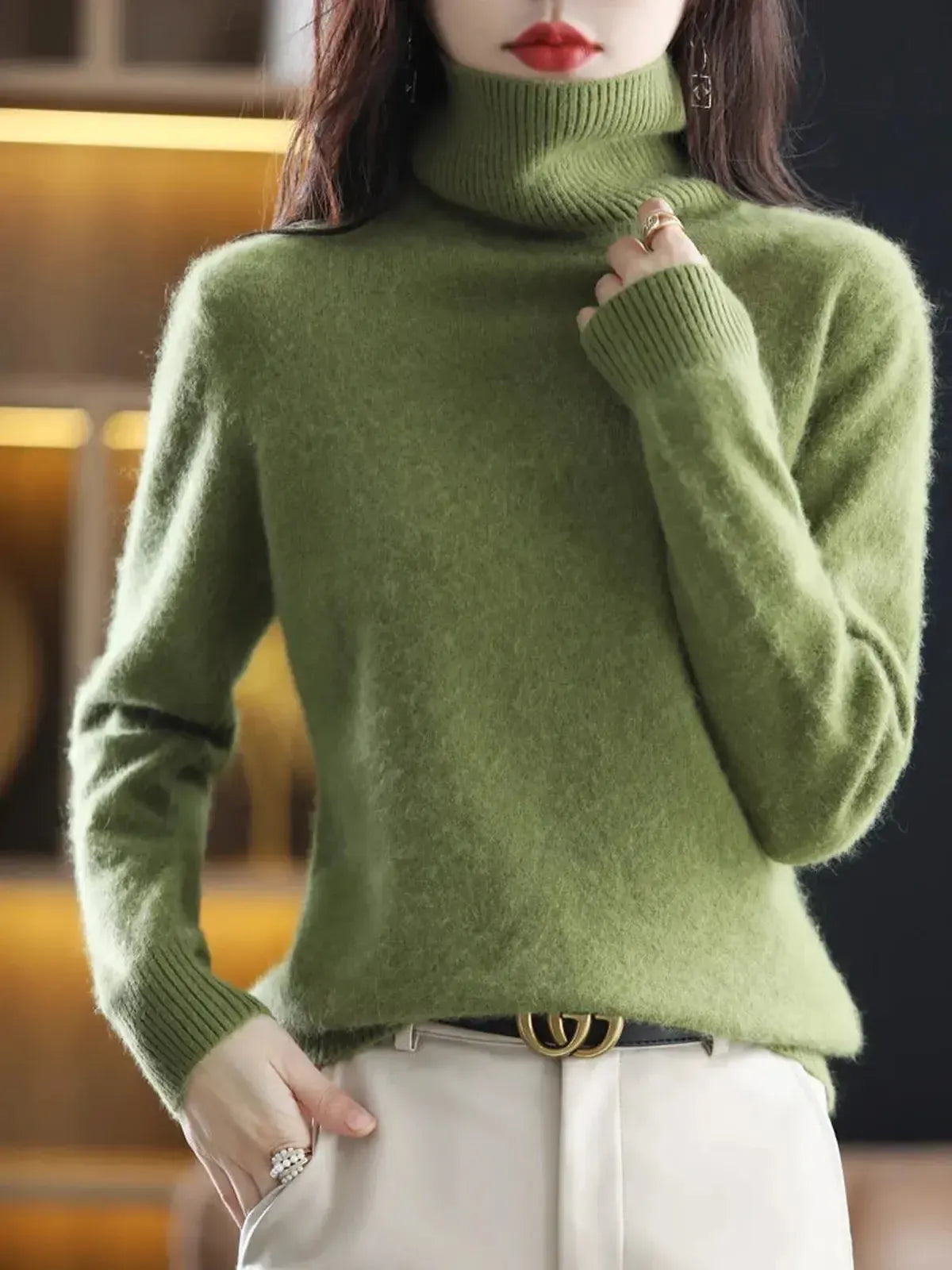 Pull Col Roulé Cachemire Visón-Saylana