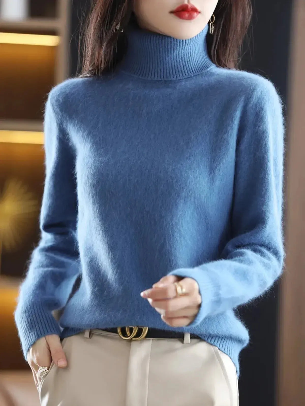 Pull Col Roulé Cachemire Visón-Saylana