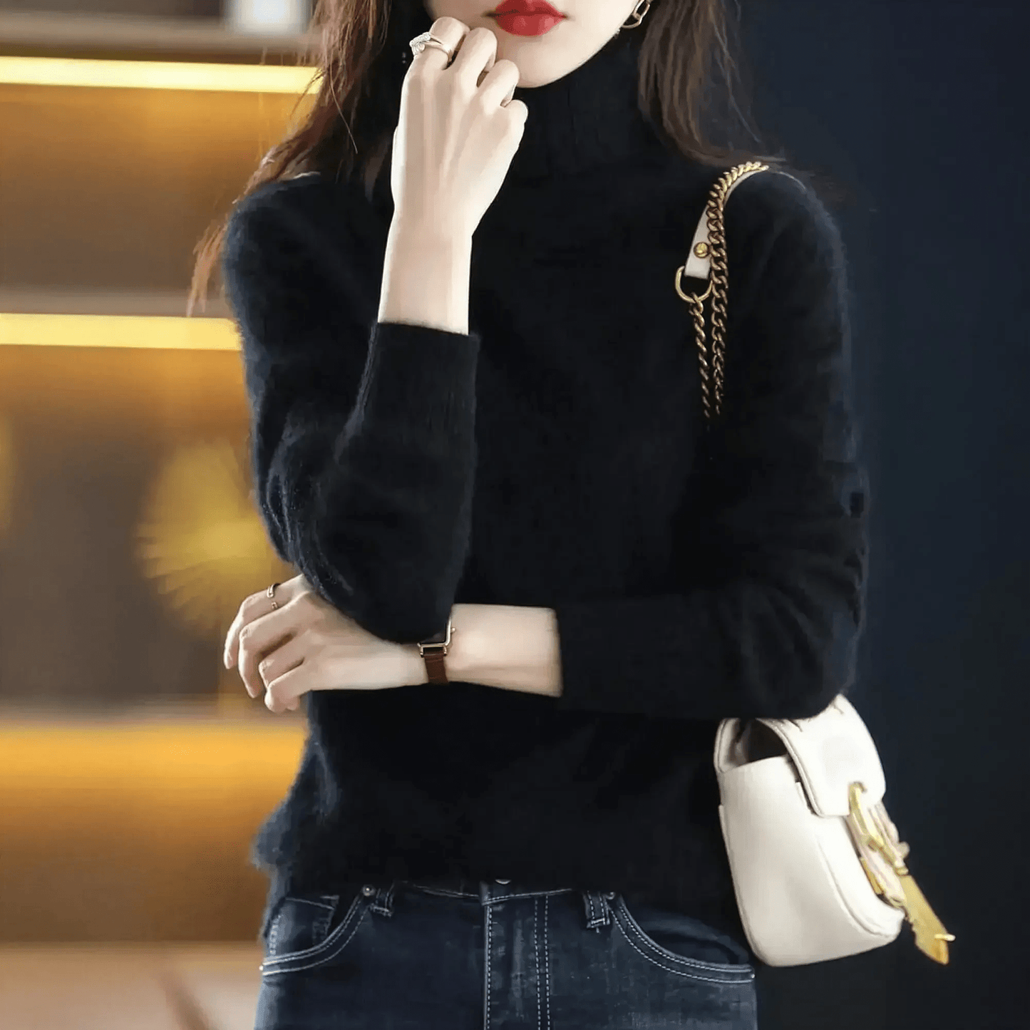 Pull Col Roulé Cachemire Visón - Saylana