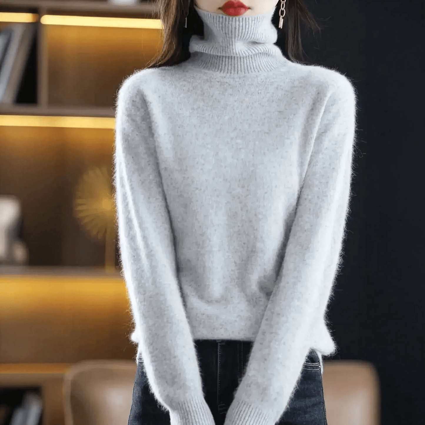 Pull Col Roulé Cachemire Visón - Saylana