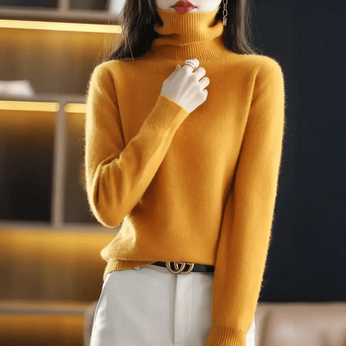 Pull Col Roulé Cachemire Visón - Saylana