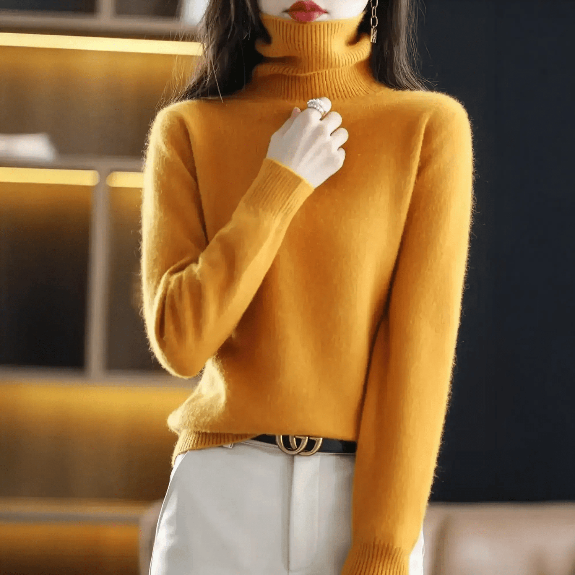 Pull Col Roulé Cachemire Visón - Saylana