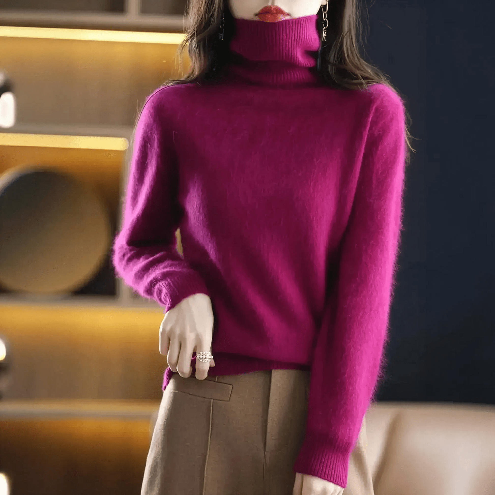 Pull Col Roulé Cachemire Visón - Saylana