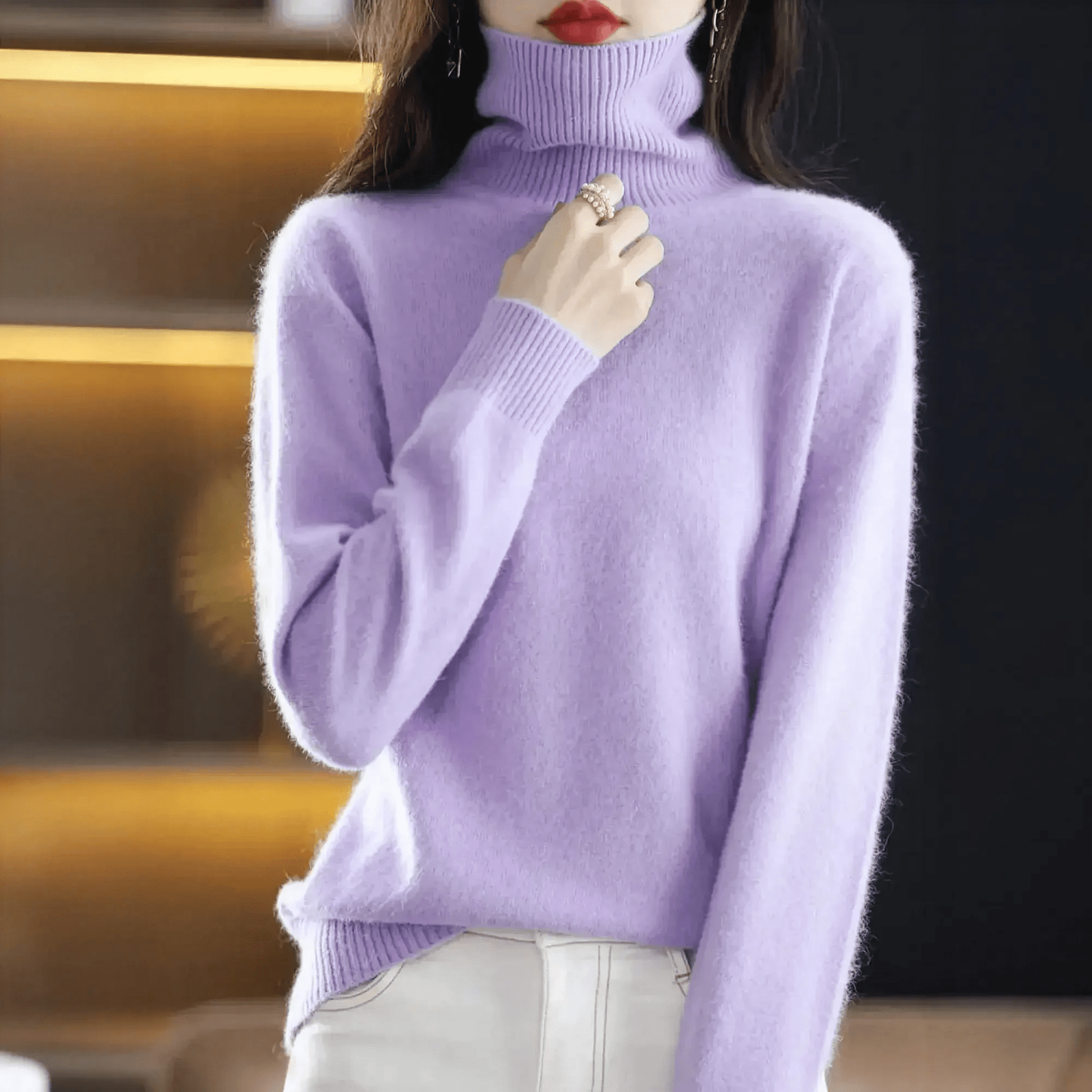 Pull Col Roulé Cachemire Visón - Saylana