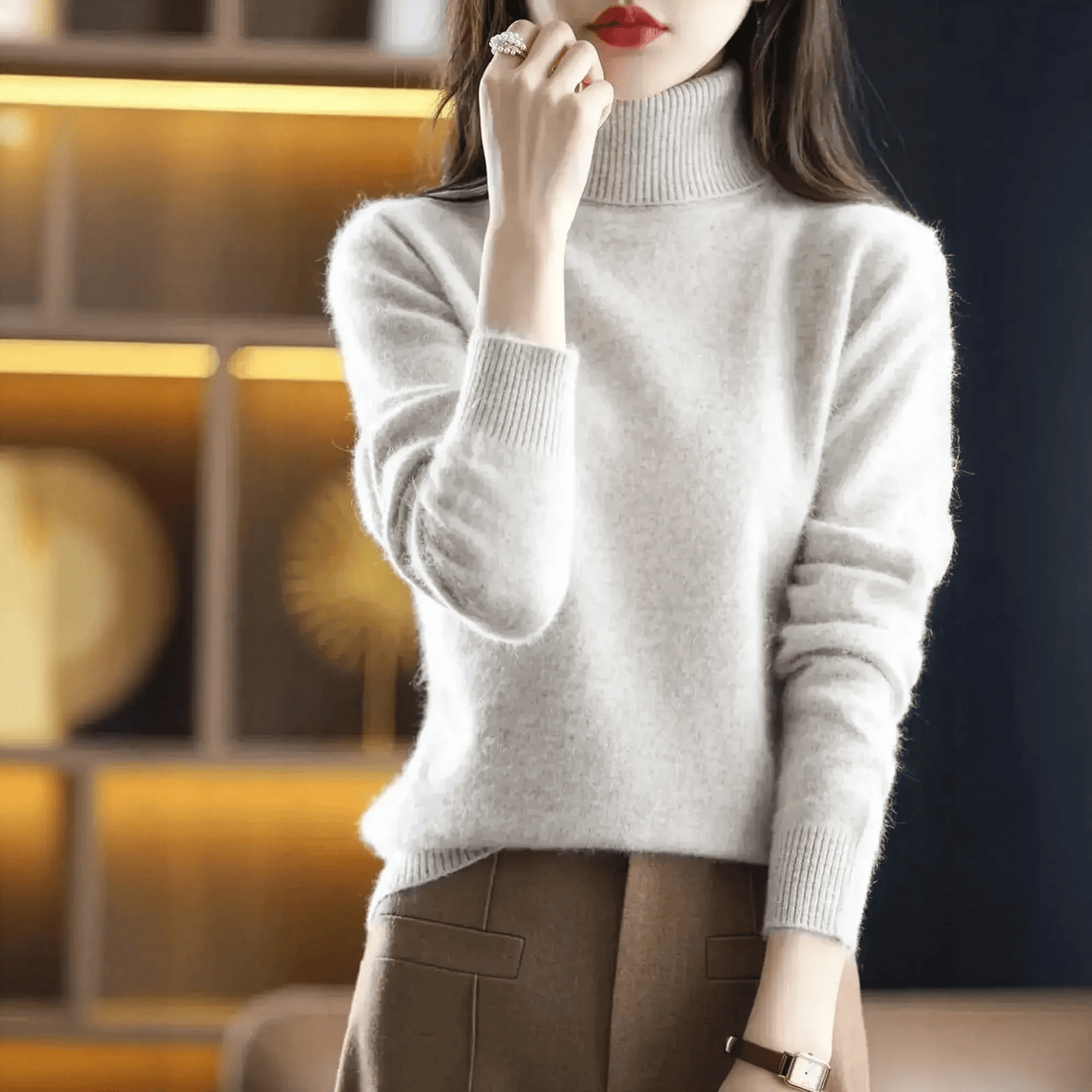 Pull Col Roulé Cachemire Visón - Saylana