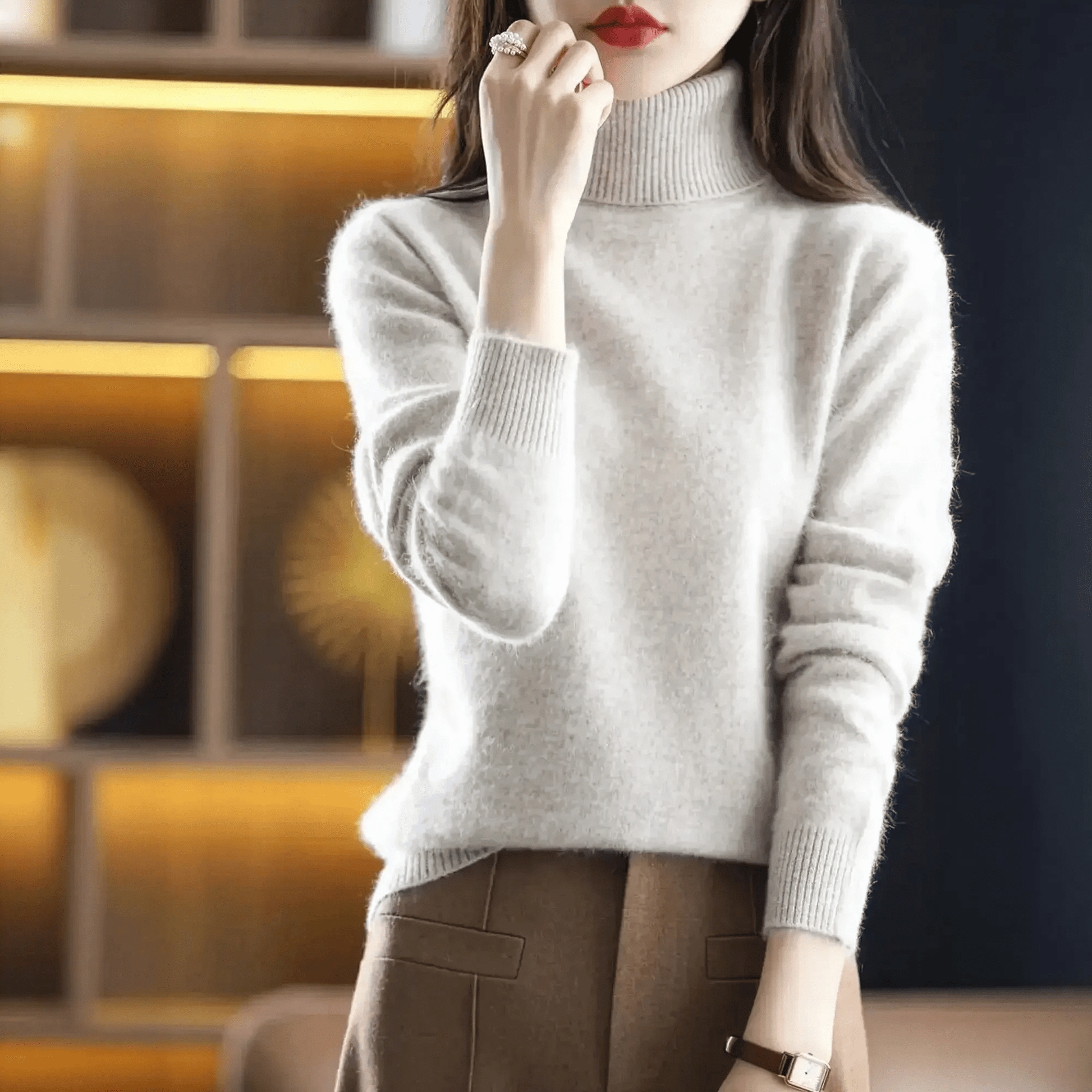 Pull Col Roulé Cachemire Visón - Saylana