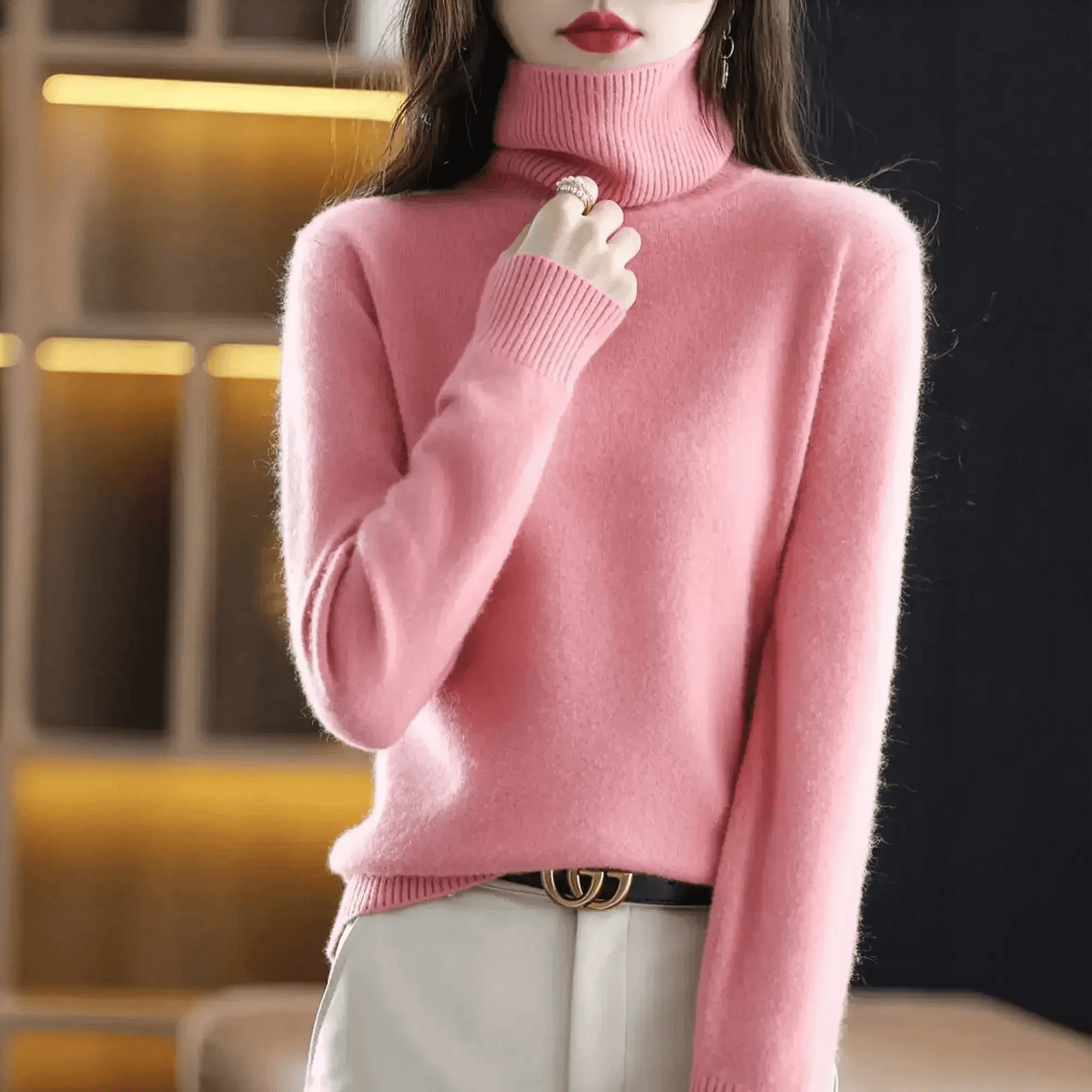 Pull Col Roulé Cachemire Visón - Saylana