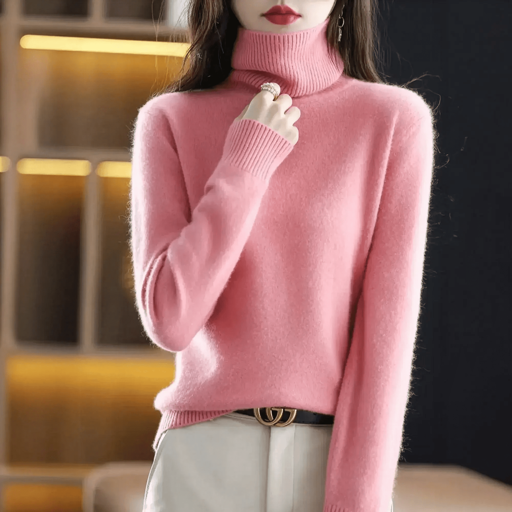 Pull Col Roulé Cachemire Visón - Saylana