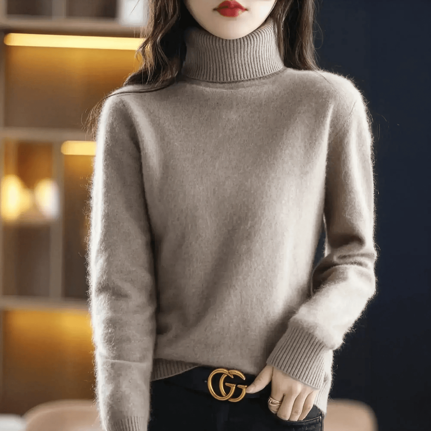 Pull Col Roulé Cachemire Visón - Saylana