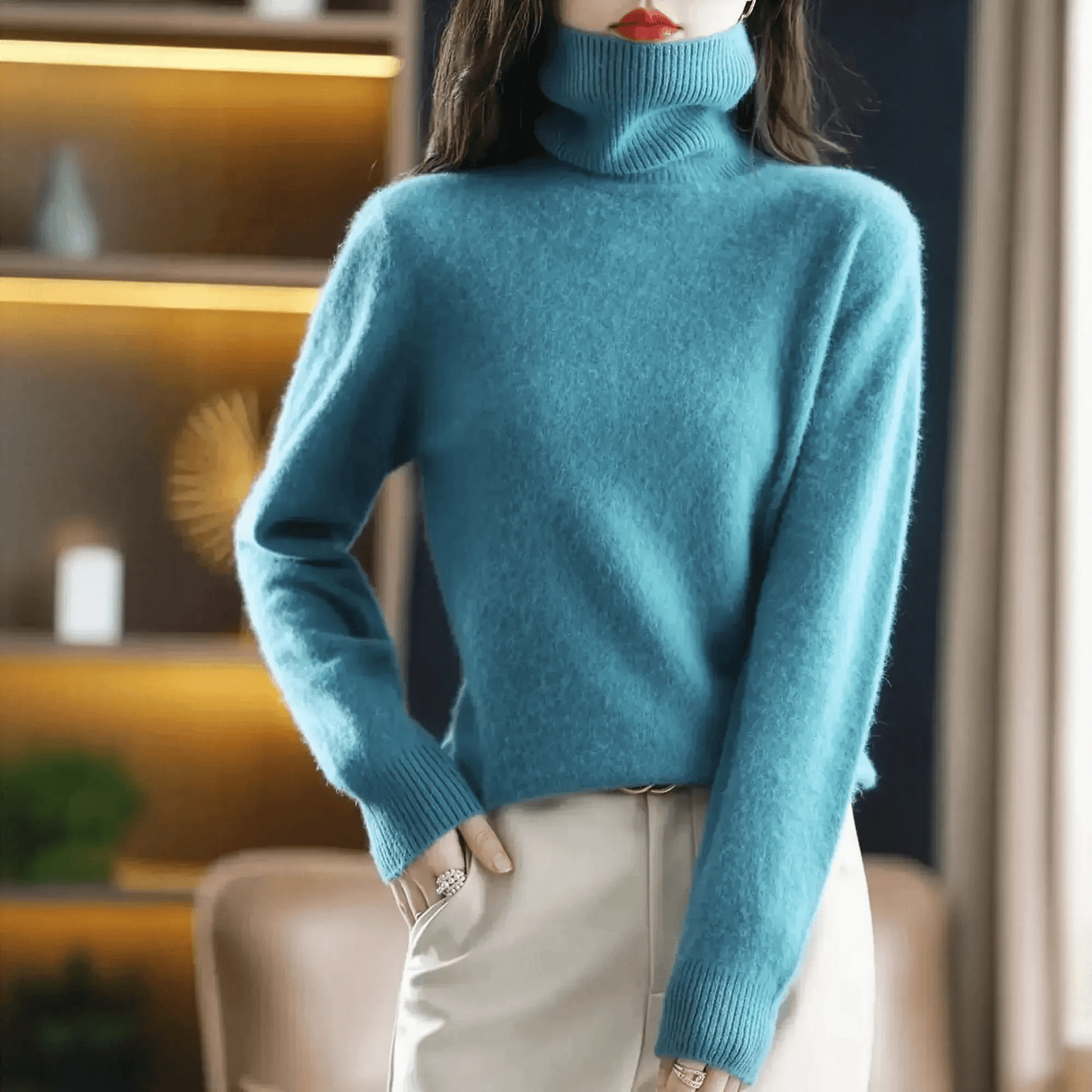 Pull Col Roulé Cachemire Visón - Saylana