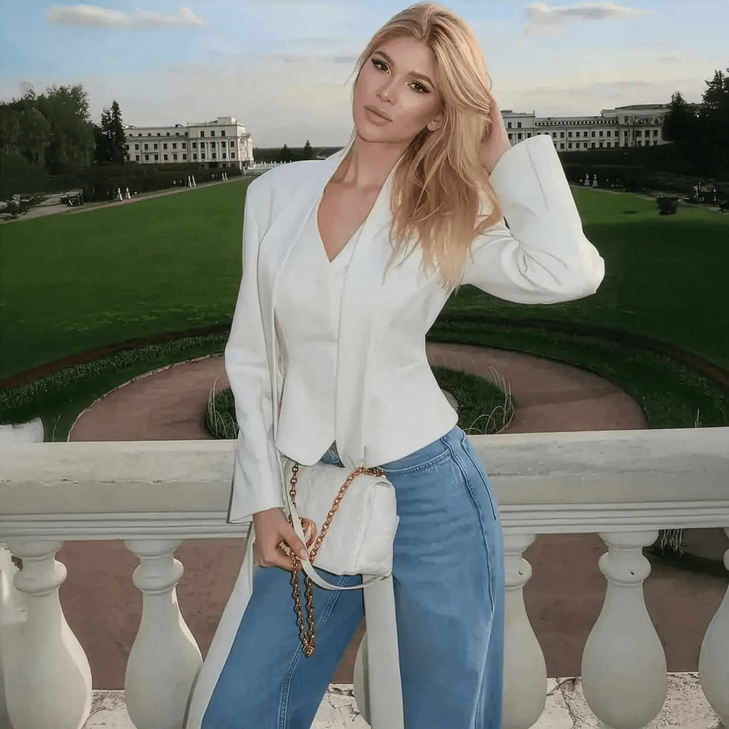 Rayé Élégant à Foulard - Saylana