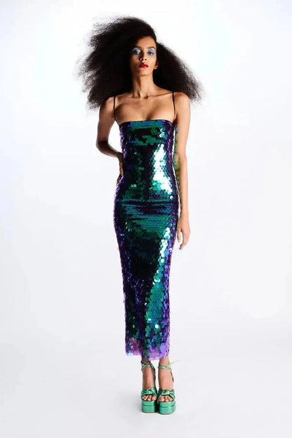Robe Bohème Colorée à Sequins & Perles-Saylana