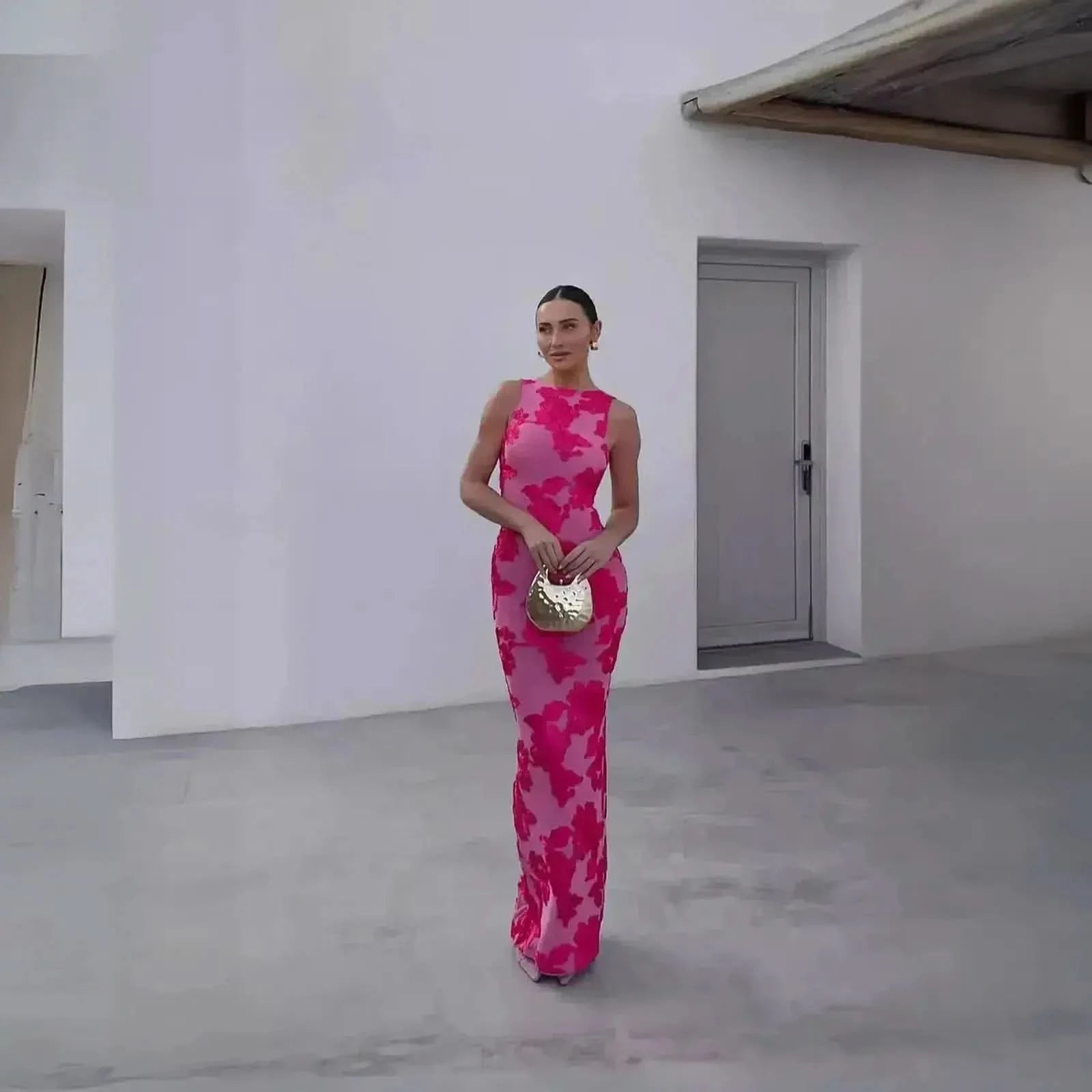 Robe Brodée Élégante Mesh Slim - Saylana