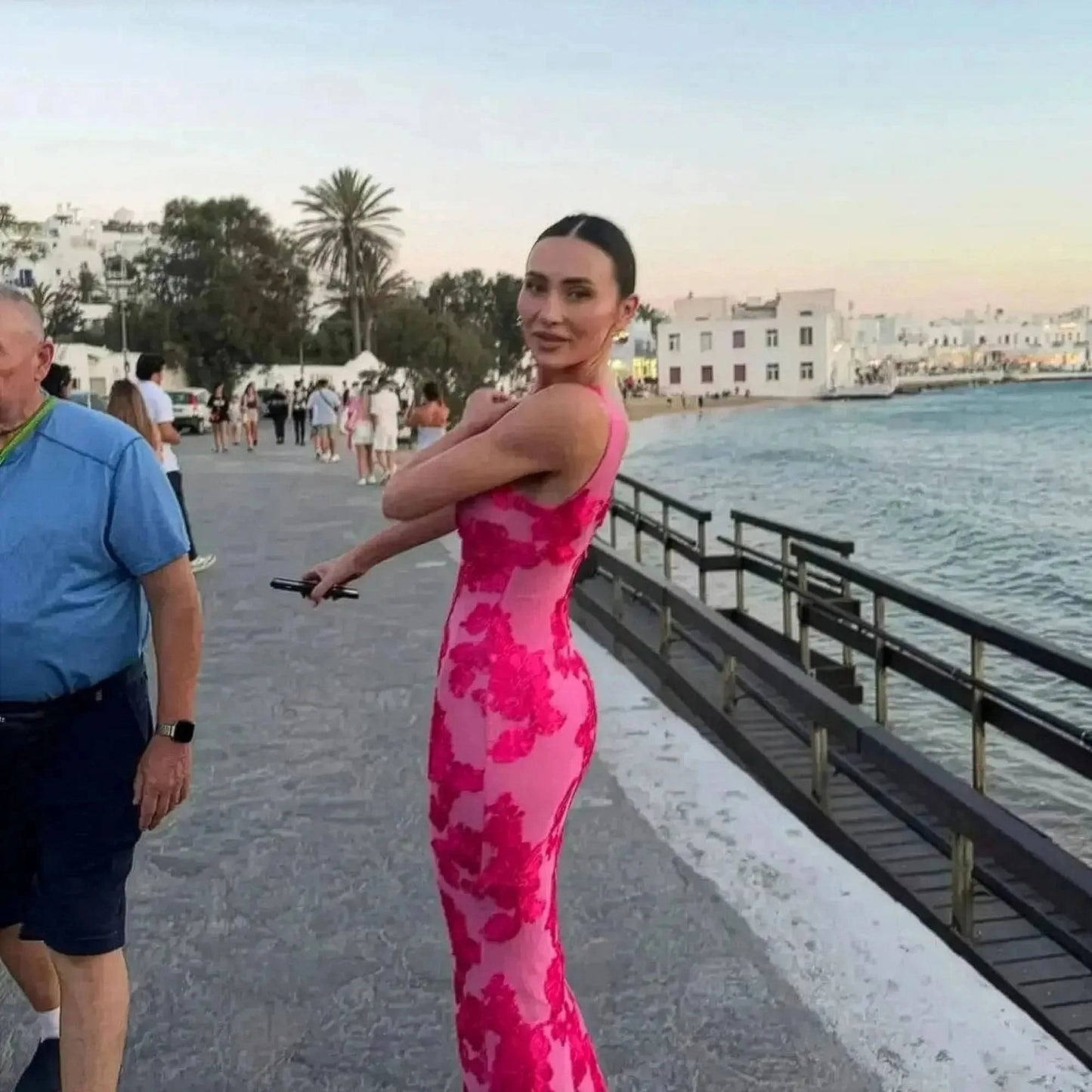 Robe Brodée Élégante Mesh Slim - Saylana