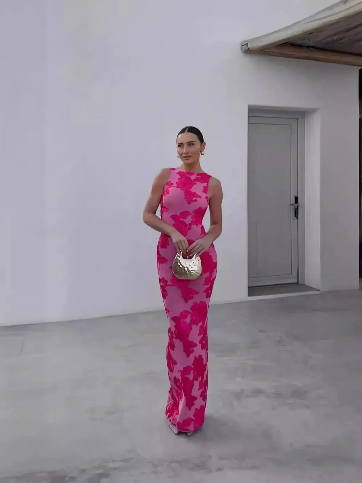 Robe Brodée Élégante Mesh Slim-Saylana
