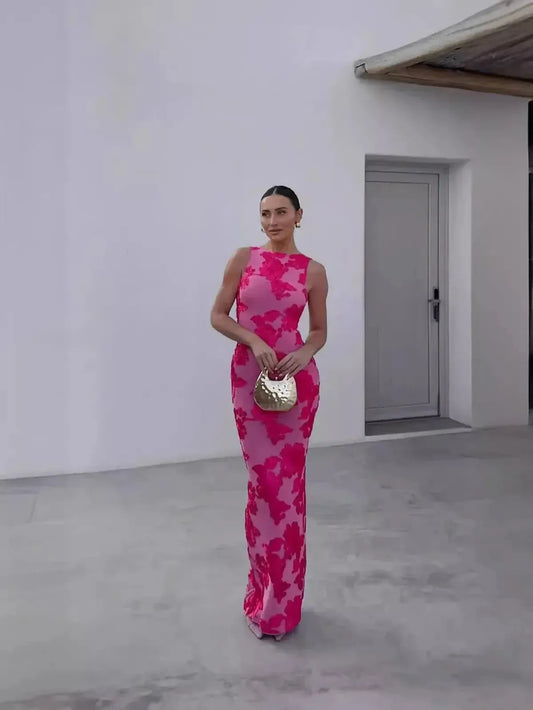 Robe Brodée Élégante Mesh Slim-Saylana