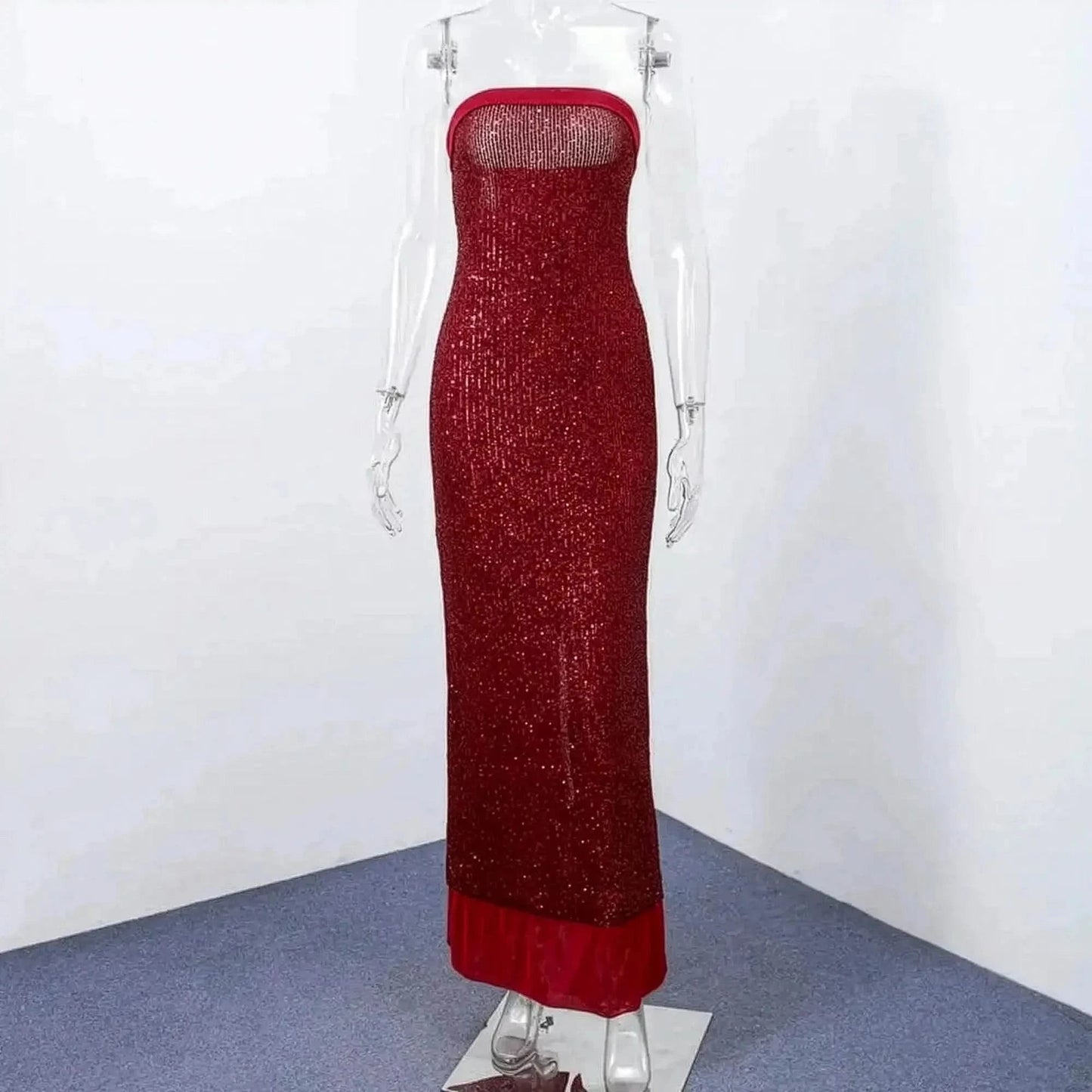 Robe Bustier Pailletée & Tulle Fendu - Saylana