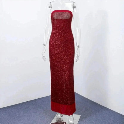 Robe Bustier Pailletée & Tulle Fendu - Saylana