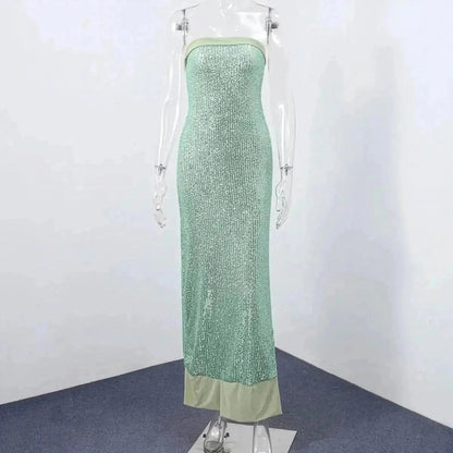 Robe Bustier Pailletée & Tulle Fendu - Saylana