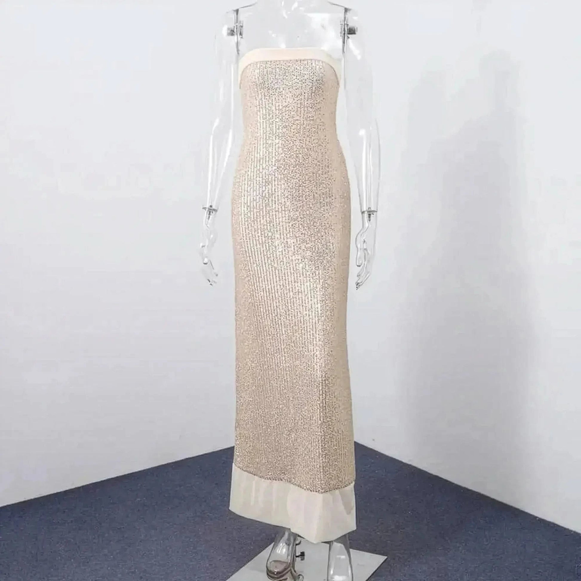 Robe Bustier Pailletée & Tulle Fendu - Saylana