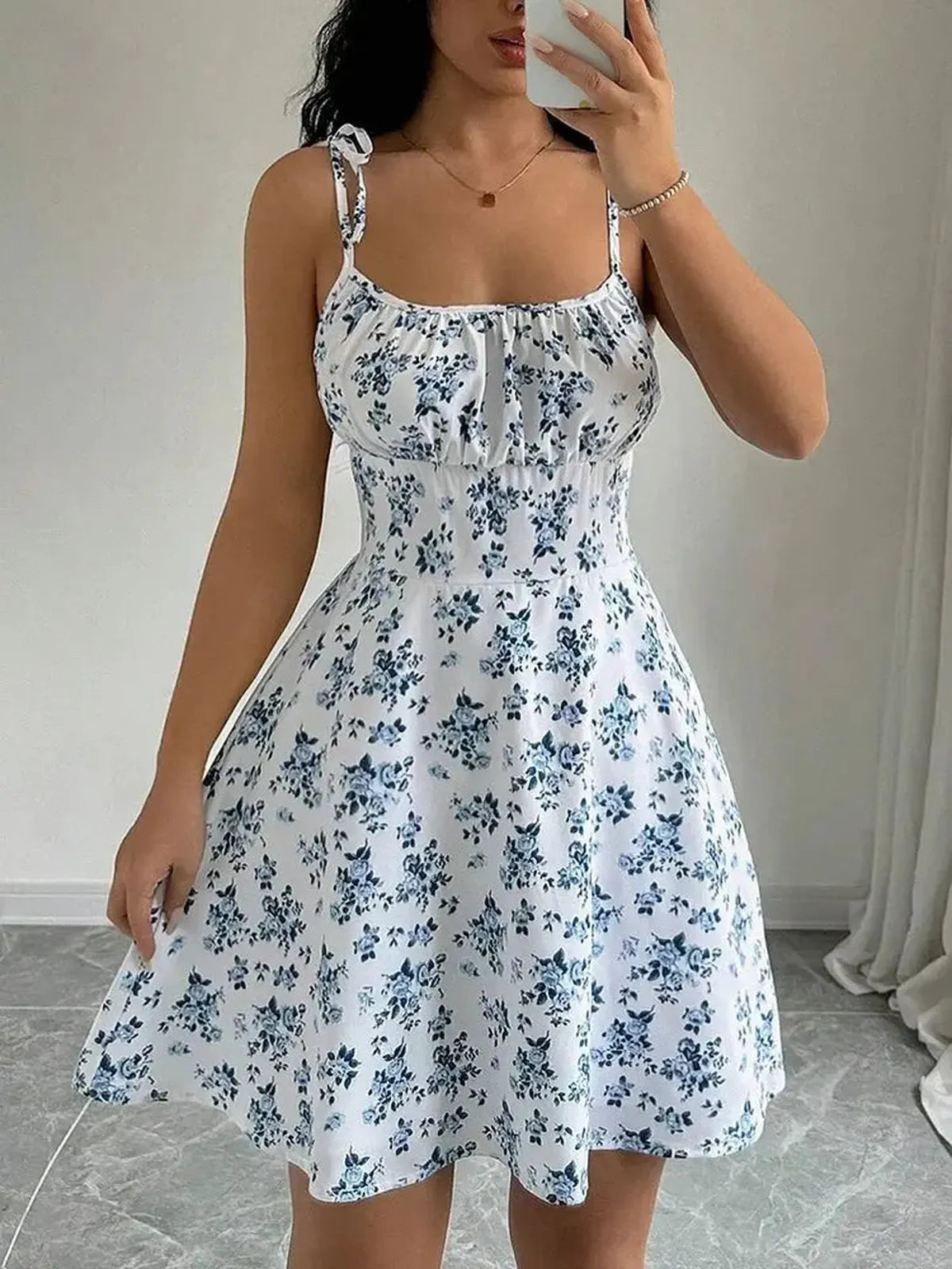 Robe Courte Fleurie Bretelles-Saylana